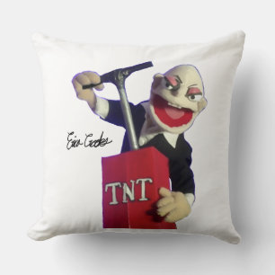 punk puppet with tnt plunger throw pillow