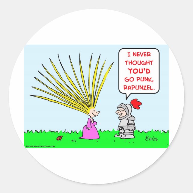 punk rapunzel hair classic round sticker (Front)