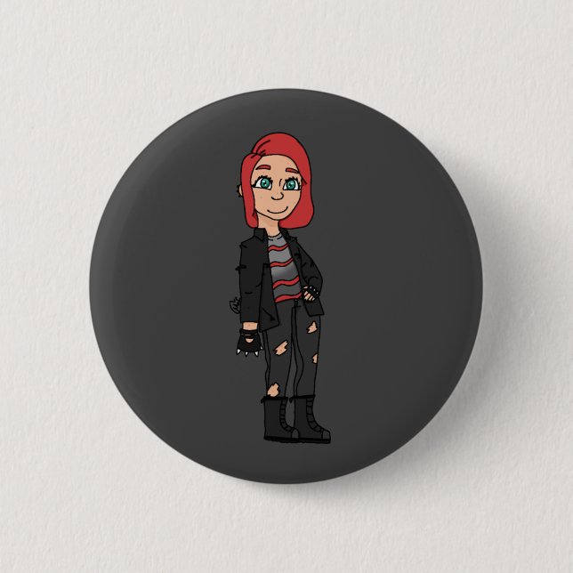 punk red head girl 2 inch round button (Front)