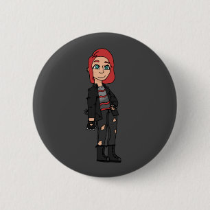 punk red head girl 2 inch round button
