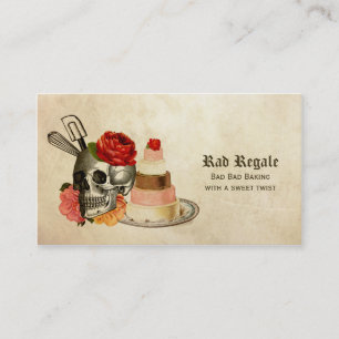 punk retro baking baker skull grunge flowers whisk business card
