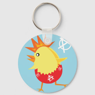 punk rock anarchy easter chick keychain