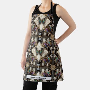 Punk Rock Art Deco Rainbow Butterfly Apron
