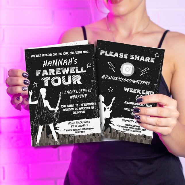 Punk Rock Bachelorette Weekend Itinerary Invitation (Creator Uploaded)