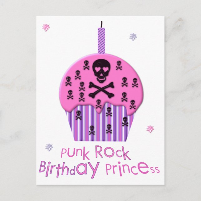 Punk Rock Birthday Princess Postcard (Front)