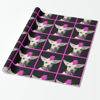 Punk Rock chihuahua dog wrapping paper