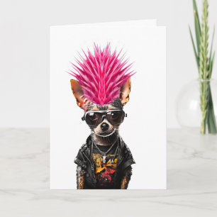 Punk rock chihuahua pink mohawk dog dad dog mom card