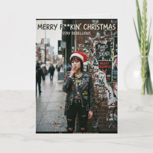 Punk Rock Christmas Riot Holiday Card