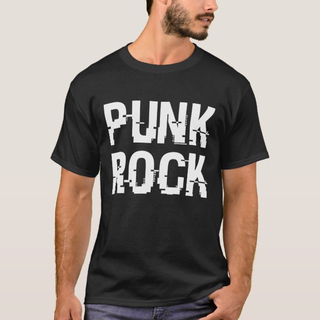 Punk Rock Distressed Typography T-Shirt (Front)