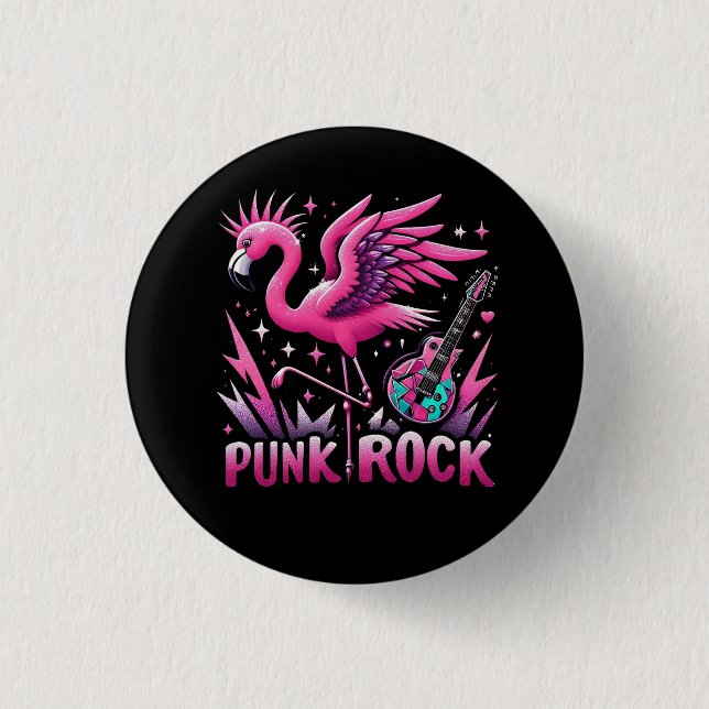 punk rock,Flamingo rock 1 Inch Round Button (Front)