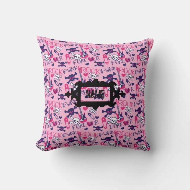 Punk Rock Forever Teen Girl room decor personalize Throw Pillow (Front)