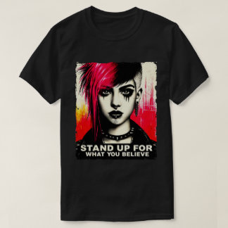 Punk Rock Girl Street Art Quote Graffiti Grunge   T-Shirt