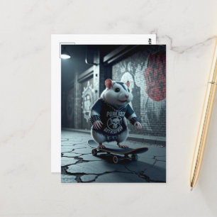 Punk Rock Goth Skateboarding Hamster Postcard