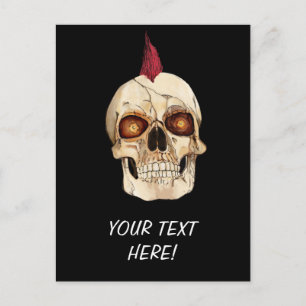 Punk Rock Gothic Skull with Red Mohawk Postcard