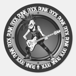 Punk Rock Guitar Player Art Cool Musician Classic Round Sticker