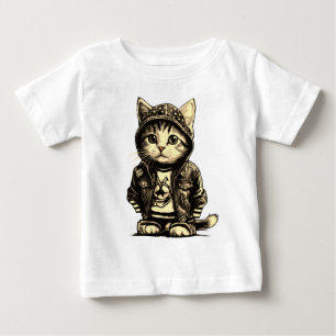 Punk Rock Kitten Cute Cat Design Baby T-Shirt