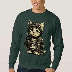 Punk Rock Kitten Cute Cat Design Sweatshirt