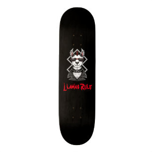 Punk Rock Llamas Rule Skateboard