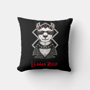 Punk Rock Llamas Rule Throw Pillow