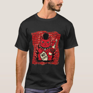 Punk Rock Maneki Neko - Anarchy Lucky Cat Graffiti T-Shirt