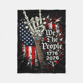 Punk Rock Music American Skeleton Guitar 2026 4th Fleece Blanket