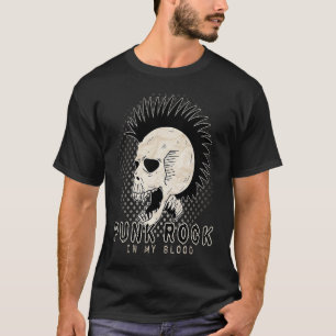 Punk Rock Music Retro Punker Mohawk Skull T-Shirt