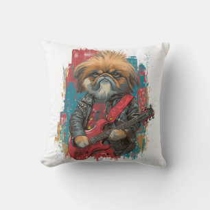 Punk Rock Pekingese � Rebel Dog Throw Pillow