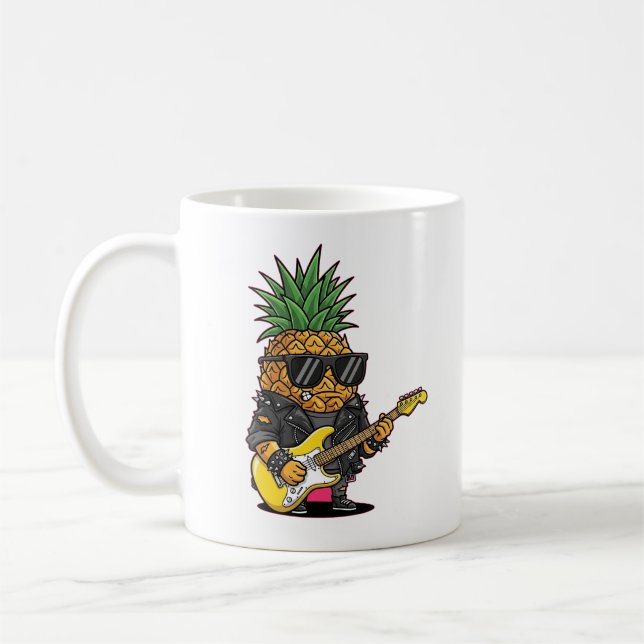 Punk Rock Pineapple Cartoon – Funky Fruit  Coffee Mug (Left)