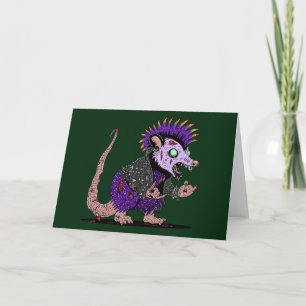Punk Rock Possum Zombie Card