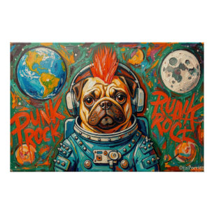 PUNK ROCK PUG ASTRONAUT 4 POSTER
