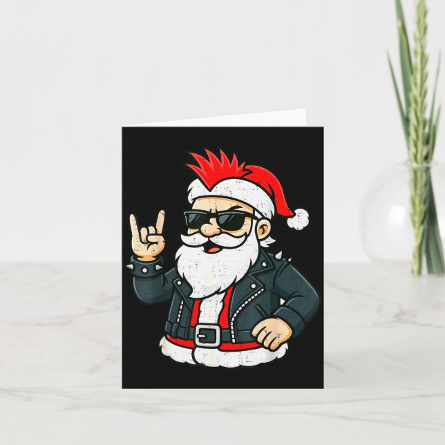Punk Rock Santa Claus Emo Christmas Rocker Pajamas Card (Front)