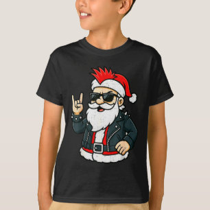 Punk Rock Santa Claus Emo Christmas Rocker Pajamas T-Shirt