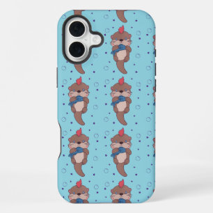 Punk Rock Sea Otter with Fish   Funny Animal Art iPhone 16 Plus Case