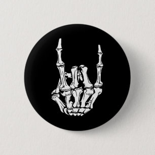 Punk Rock Skeleton Cool Rocker Halloween Men Women 2 Inch Round Button