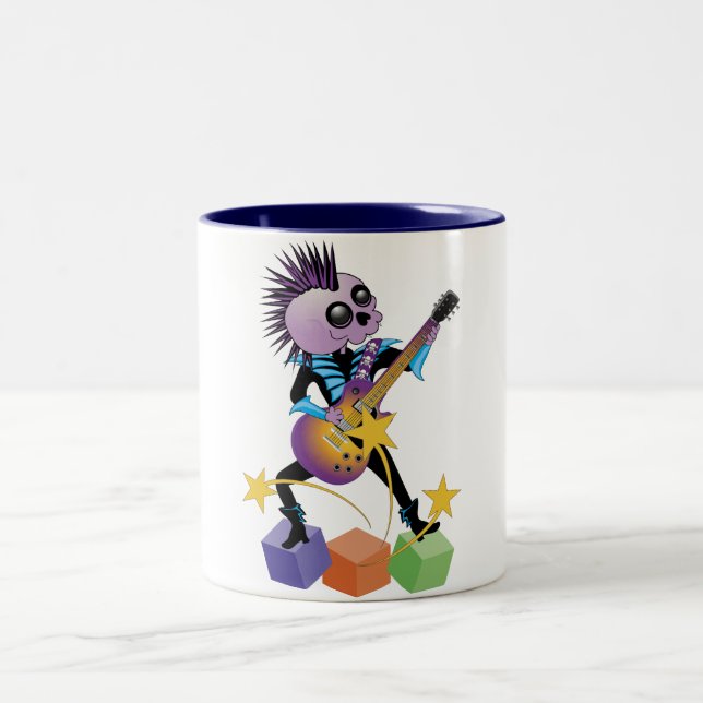 Punk Rock Skull Two-Tone Coffee Mug (Center)