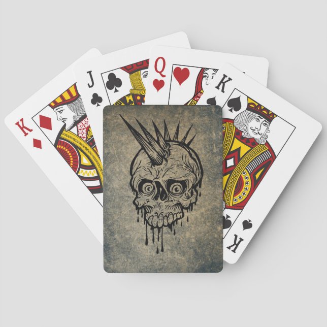 Punk Rock Skull With Mohawk  Playing Cards (Back)