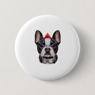 Punk Rock Style French Bulldog For Dog Lover 2 Inch Round Button