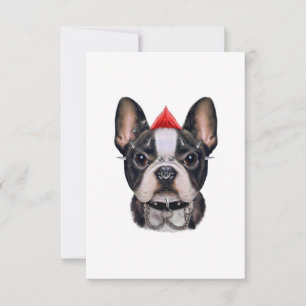 Punk Rock Style French Bulldog For Dog Lover RSVP Card