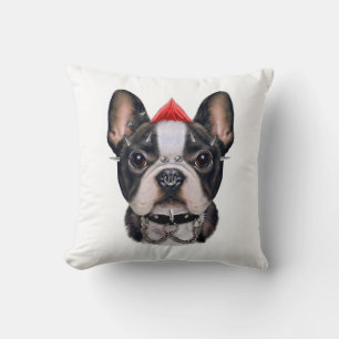 Punk Rock Style French Bulldog For Dog Lover Throw Pillow
