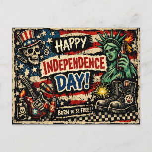 Punk Rock Style Independence Day Holiday Postcard