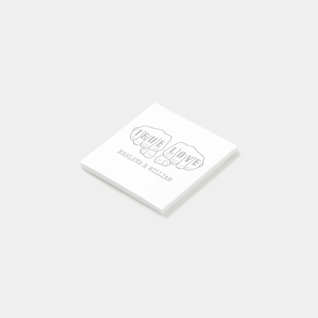Punk Rock Tattoo Hands True Love 1st Anniversary Post-it Notes (Angled)