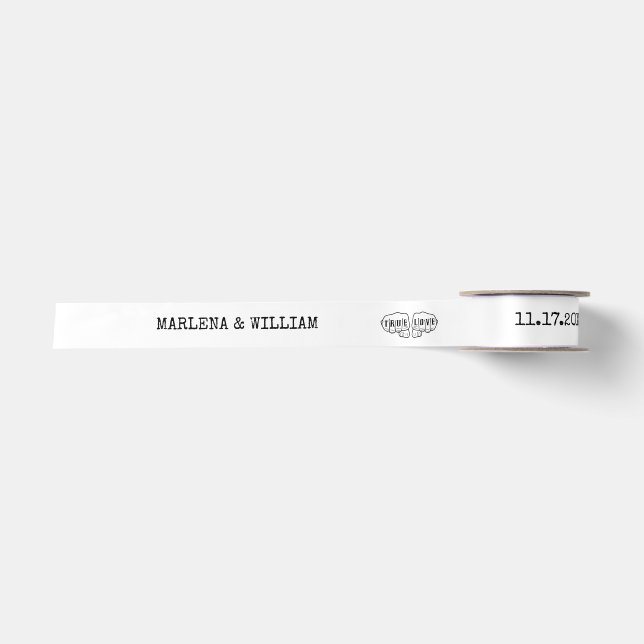Punk Rock Tattoo Hands True Love Minimalist Satin Ribbon (Front)