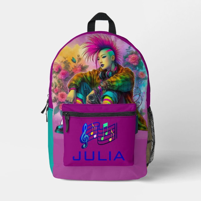 Punk Rocker Printed Backpack (Front)