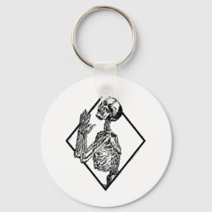 Punk Skeleton Hands Praying Goth Metal Halloween G Keychain