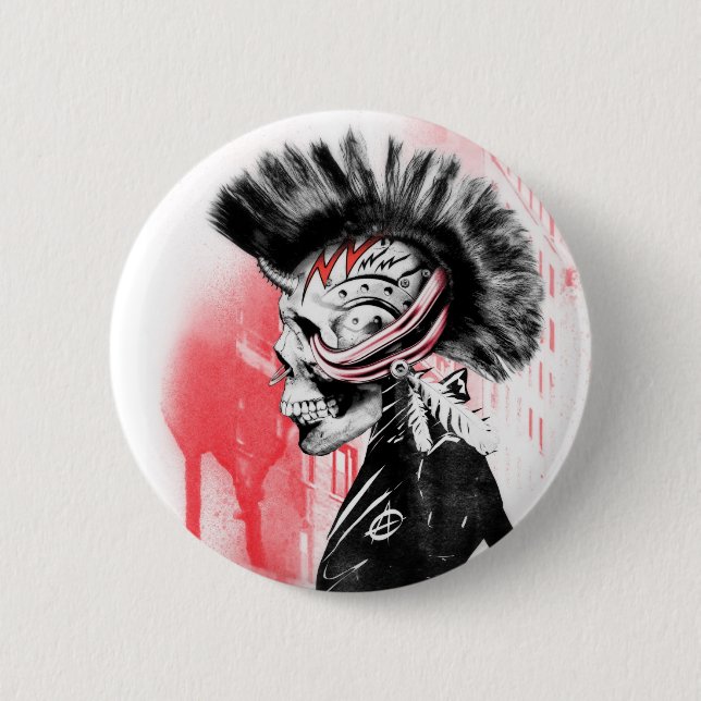 punk skull 2 inch round button (Front)