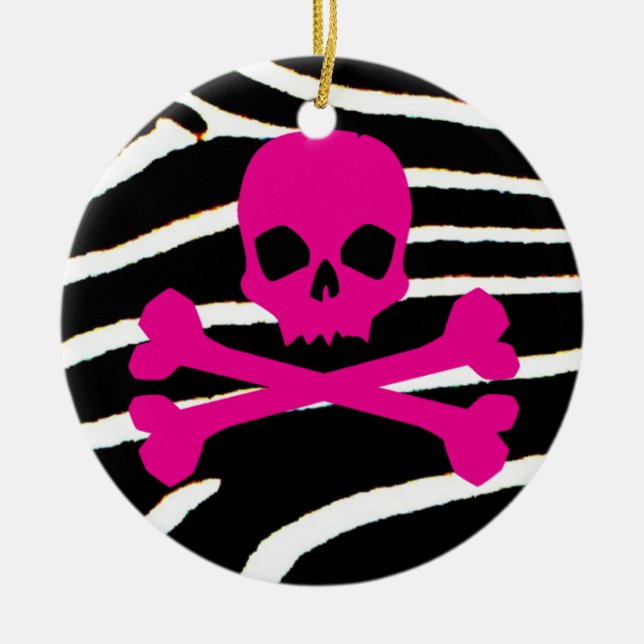 Punk Skull Ceramic Ornament (Front)