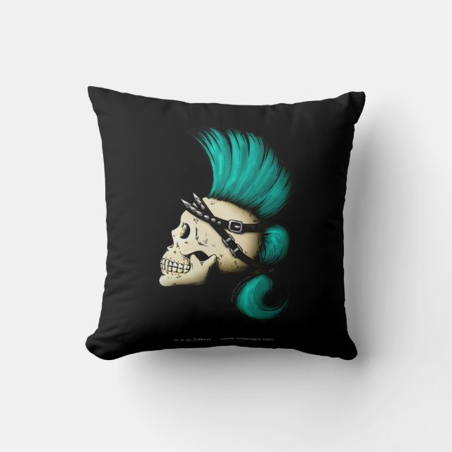 Punk Skull Throw Pillow (Front)