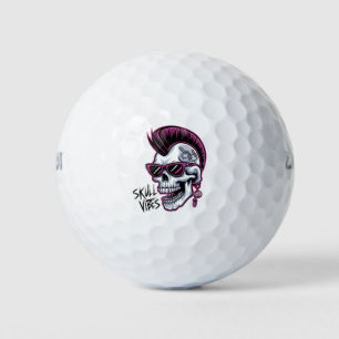 Punk Skull Vibes. Cool Skull with Sunglasses Desi Golf Balls