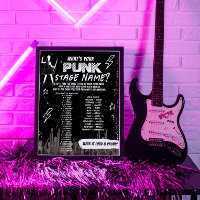 Punk Stage Name Rock Band Bachelorette Game Sign