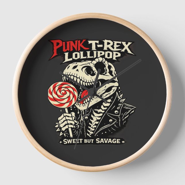 Punk T-Rex Lollipop - Sweet But Savage Clock (Front)